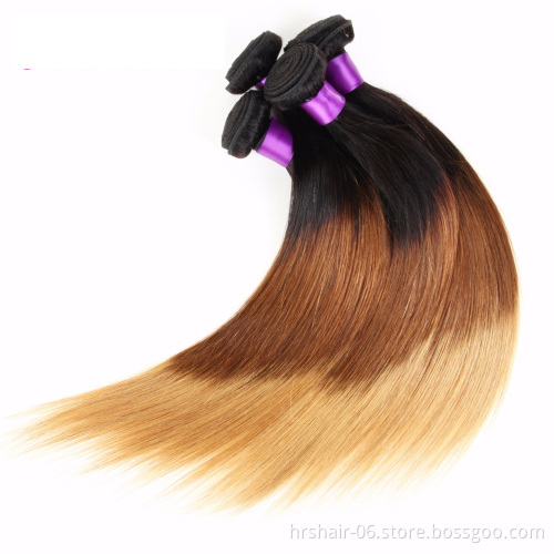 Ombre Brazilian Human Hair Bundle Light Brown 1B 4 27 Straight Hair Weave Extensions Hair Human Extension